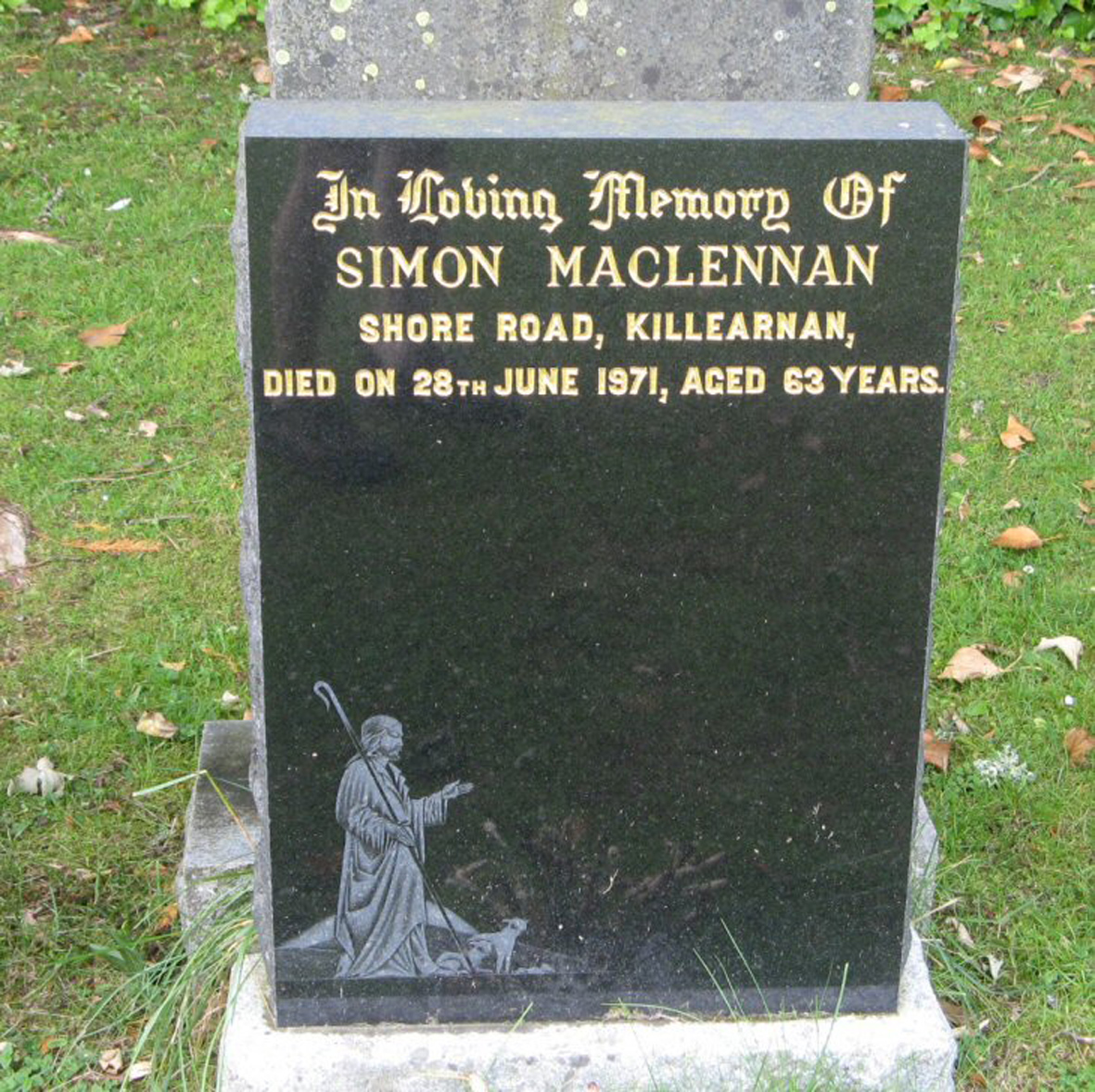Photo of headstones/Simon MacLennan died 1971 MI Urray West